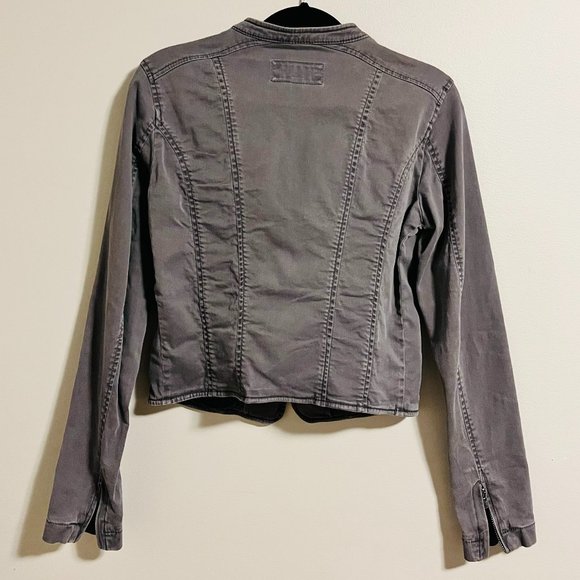 Esprit Grey Soft Demin Jacket with Hook Closure and Zip Sleeve Details - Picture 5 of 13